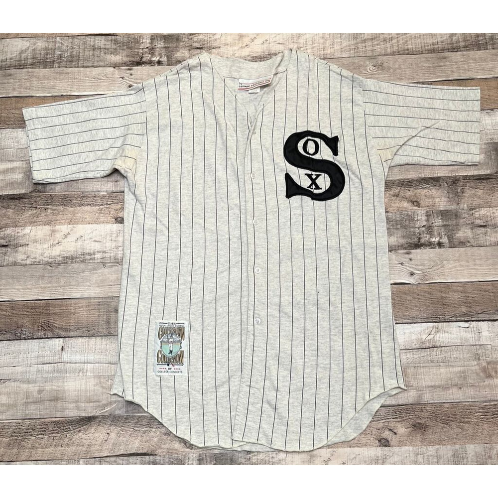 White Sox Jersey XL Gray Vintage Pinstripe Chicago MLB Baseball Cooperstown